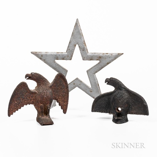 Two Cast Iron Eagle Finials and a Star Finial