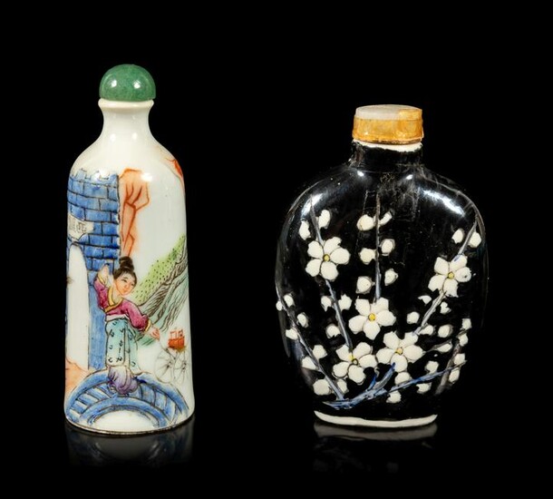 Two Chinese Famille Rose Porcelain Snuff Bottles