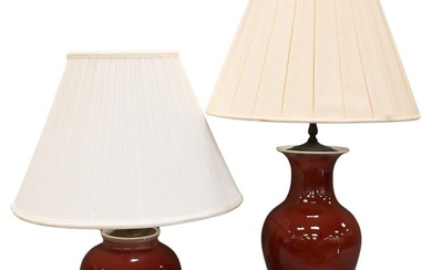 Two Chinese Oxblood (Langyao) Vase Made Into Lamps