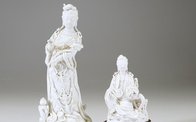 Two Chinese blanc de chine figures of Guanyin