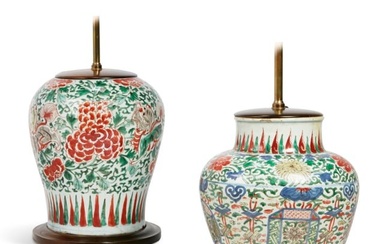 Two Chinese wucai glazed porcelain jars