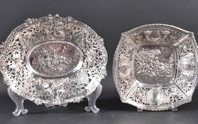 Two German 800 Silver Chased & Pierced Bowls