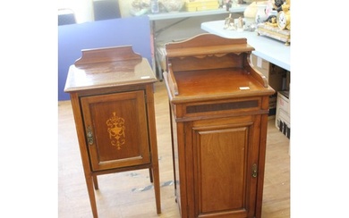 Two late Victorian inlaid mahogany bedside cabinets, 42cm wi...