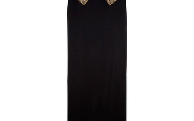VERSACE Black Beaded Floor Length Skirt with High Slit