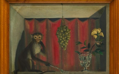VICENTE VIUDES Murcia (1916) / MAlaga (1984) "Still life with monkey"