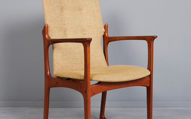 Vamdrup Stolefabrik, armchair/chair, teak, wool, 1960s, Denmark.
