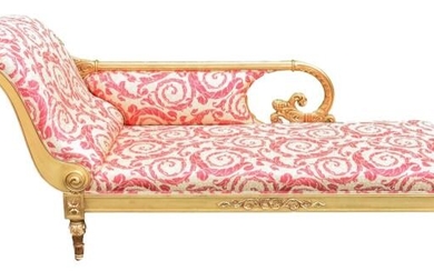 Versace Vanitas Gilt Upholstered Chaise Lounge