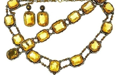 Victorian 14k Yellow Gold Necklace Earrings Bracelet