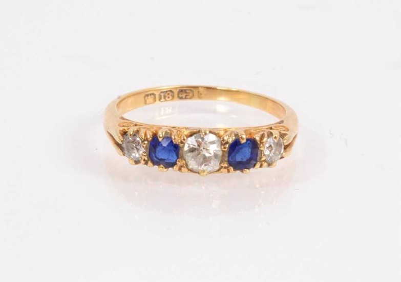 Victorian 18ct gold sapphire and diamond five stone ring