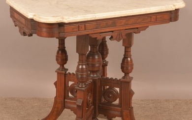Victorian Carved & Molded Marble-Top Parlor Stand.