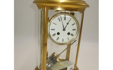 Victorian Oval Brass and Bevelled Glass Mantel Clock by Japy...