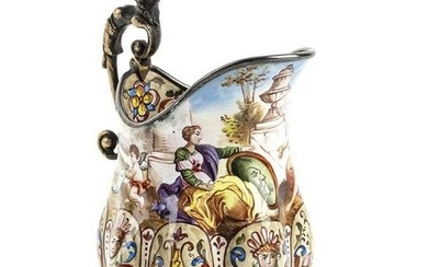 Viennese enamel and bronze milk jug - 19th Century