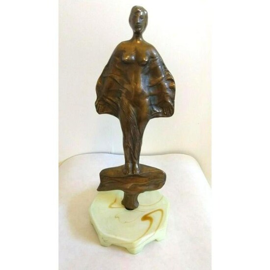 Vintage Art Nouveau Bronze Sculpture, Signed Nude