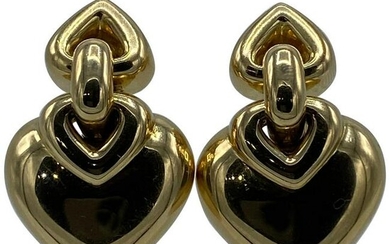 Vintage Bulgari Yellow Gold Heart Earrings