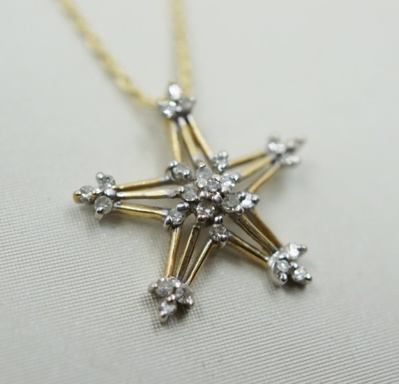 Vintage Diamond Snowflake Star Pendent - 10K