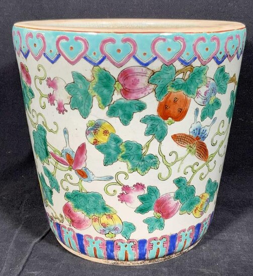 Vintage Hand Painted Asian Ceramic Planter