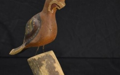 Vintage Painted Bird Carving
