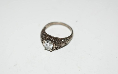 Vintage Sterling Silver Rhinestone Ring 8.7