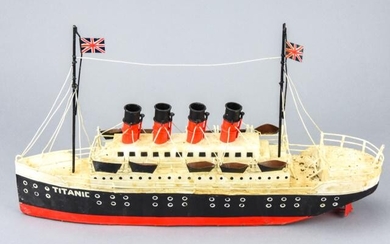 Vintage Toy Tole Metal Hand Painted Model Titanic