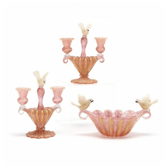 Vintage Venetian Glass Garniture Set
