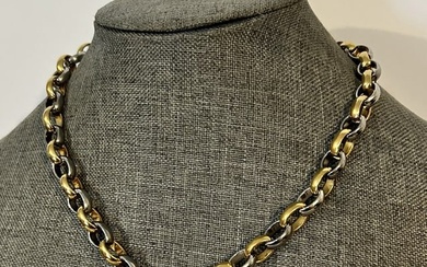 Vintage gold and silver tone pearl & lock pendant Necklace