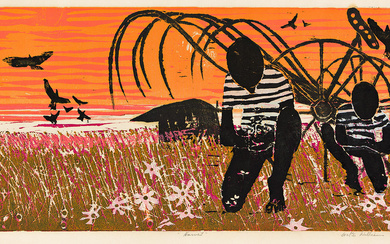 WALTER WILLIAMS (1920 - 1988) Harvest. Color woodcut on thin imitation Japan paper...