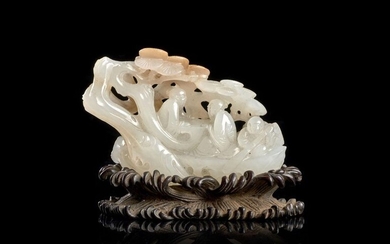 WHITE JADE AND RUST RUST SCULPTED GROUP, China