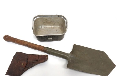 WW1 Austrian Entrenching Tool And Mess Tin green painted hea...