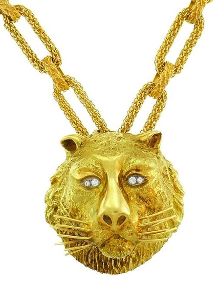 Wander Yellow Gold Leo PENDANT NECKLACE Pin Brooch