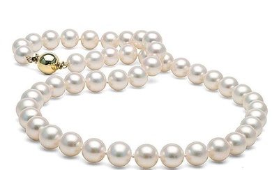 White Freshwater Pearl Necklace, 9.5-10.5mm