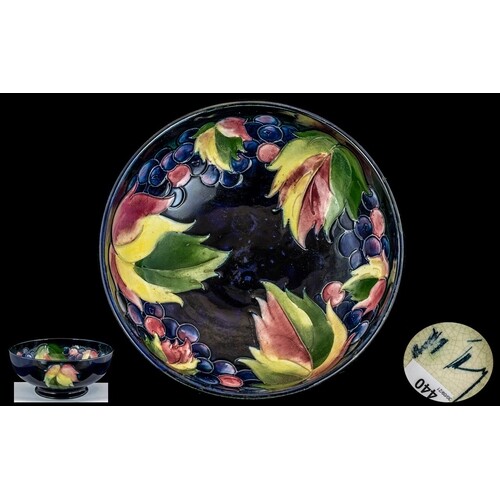 William Moorcroft Signed Tube lined Footed Bowl ' Leaf's and...