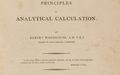Woodhouse (Robert) The Principles of Analytical Calculation, first edition, Cambridge, 1803; and others, statistics (4)