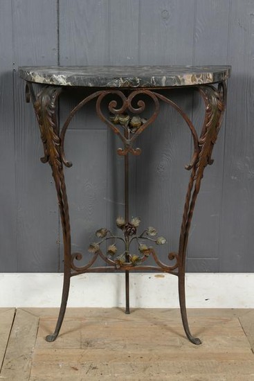 Wrought Iron Marble Top Console