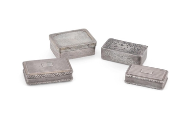 Y A GROUP OF FOUR RECTANGULAR SNUFF BOXES