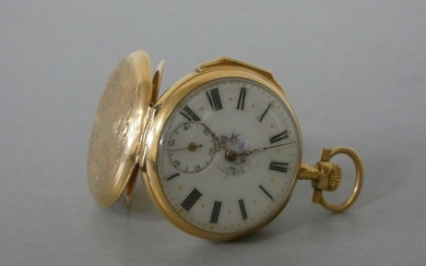 Yellow gold gusset watch, chased back with a...