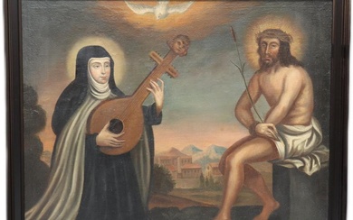 (-), anonieme meester, mandoline spelende zuster met Jezus,...