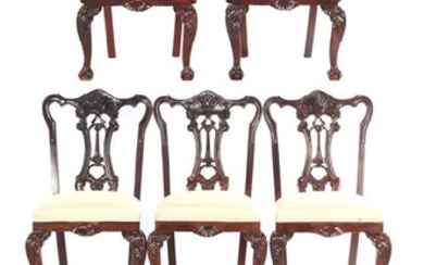 (-), series of 6 mahogany Chippendale style dining...