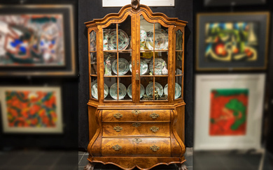 small antique display cabinet in burr wo