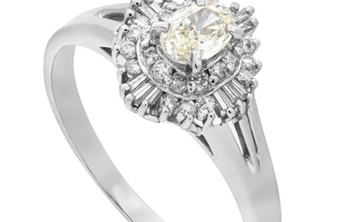 0.50 tcw VS1 Diamond Ring Platinum - Ring - 0.23 ct Diamond - 0.27 ct Diamonds - No Reserve Price