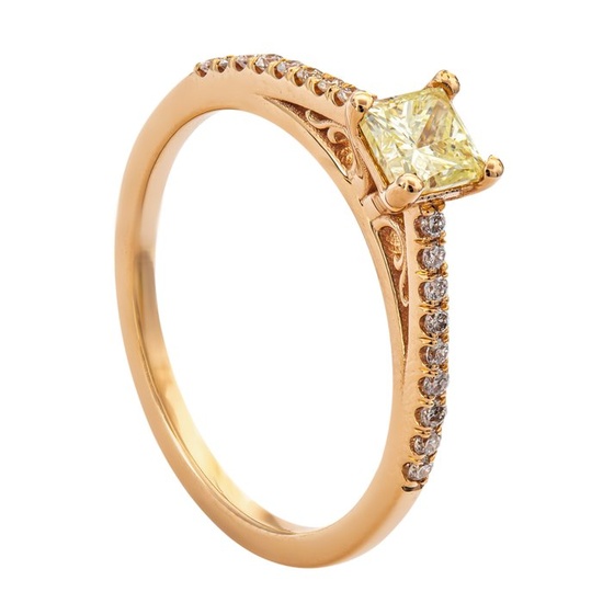 0.58 tcw Diamond Ring - 14 kt. Pink gold - Ring - 0.47 ct Diamond - 0.11 ct Diamonds