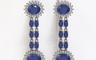 10.23 ctw Sapphire & Diamond Earrings 14K White Gold