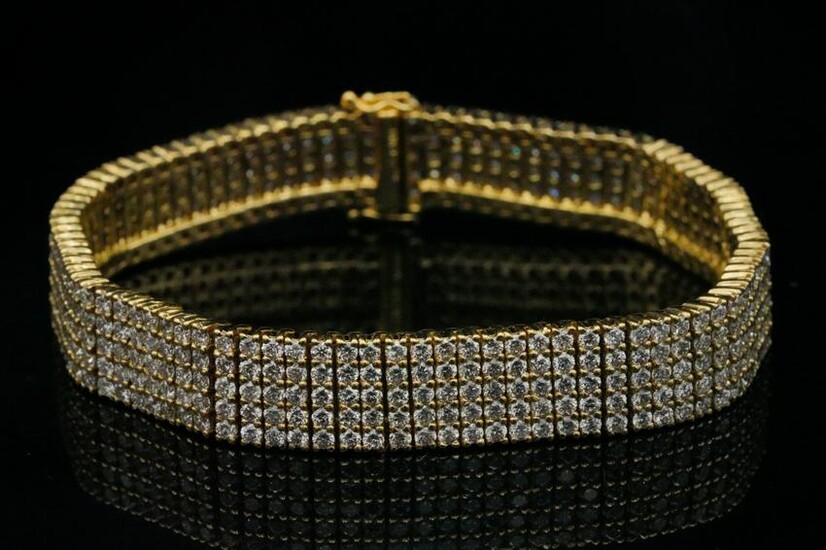 10.50ctw VS2-SI1/G-H Diamond 18K Yellow Gold Bracelet