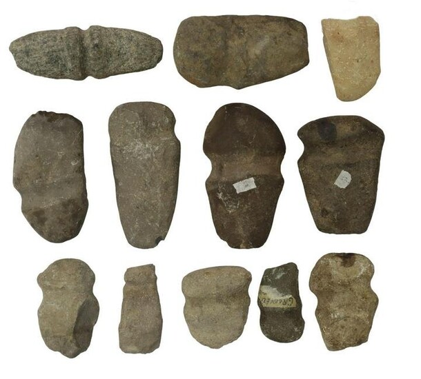 (12) NATIVE AMERICAN GROOVED STONE AXE HEADS