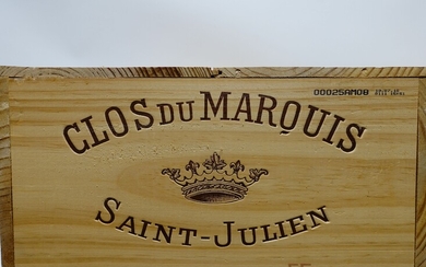12 bouteilles CLOS DU MARQUIS 2008 Saint Julien Caisse bois d'origine