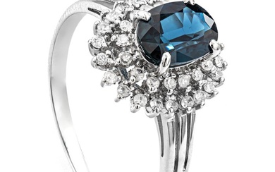 1.20 tcw Sapphire Ring Platinum - Ring - 1.00 ct Sapphire - 0.20 ct Diamonds - No Reserve Price