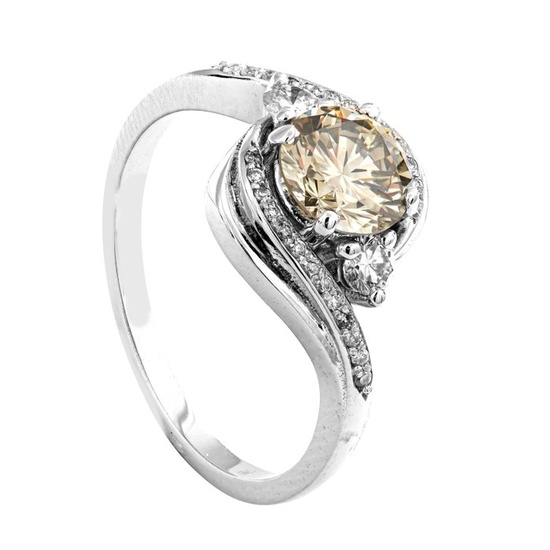 1.26 tcw SI1 Diamond Ring - 14 kt. White gold - Ring - 1.02 ct Diamond - 0.24 ct Diamonds