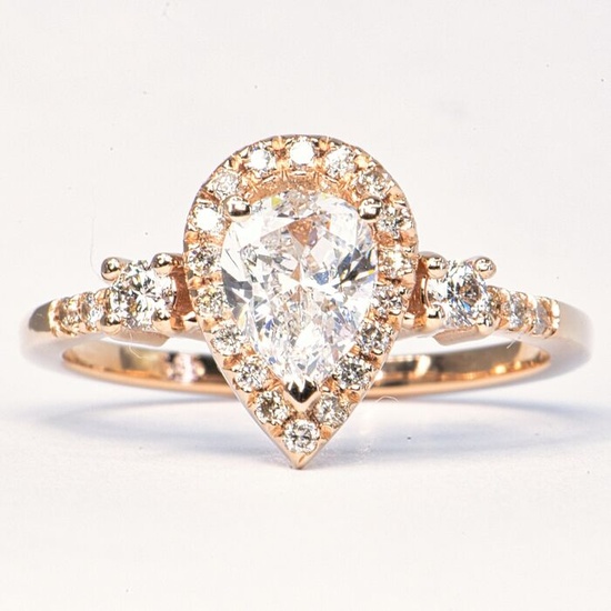 1.31 ct E SI1 - 14 kt. Pink gold - Ring - 1.01 ct Diamond - Diamonds, No Reserve Price