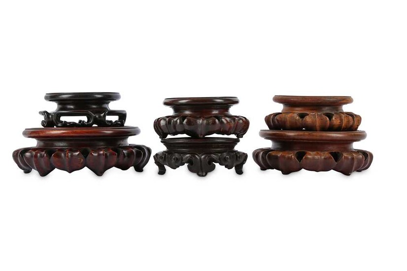 SIX CHINESE HONGMU WOOD STANDS. Qing Dynasty, 19th Century....