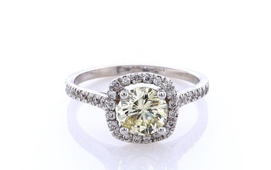 1.36 Tcw Diamond ring - 14 kt. Gold - Ring - 0.96 ct Diamond - Diamond