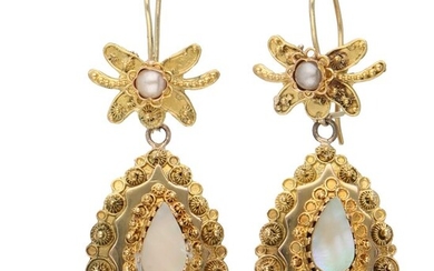 14 kt. Gold - Earrings Pearl - Pearl